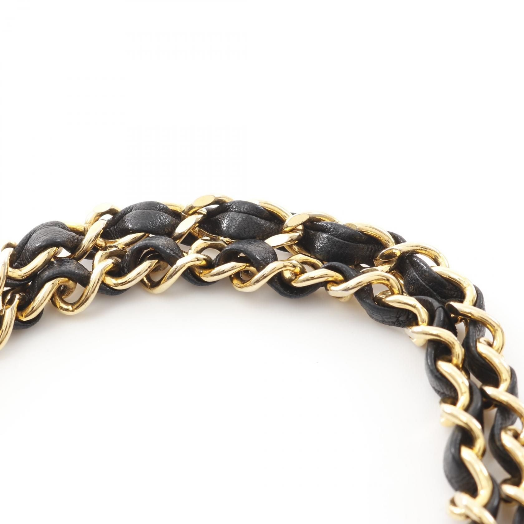 Chanel Matelasse W Flap Shoulder Bag Lambskin Black