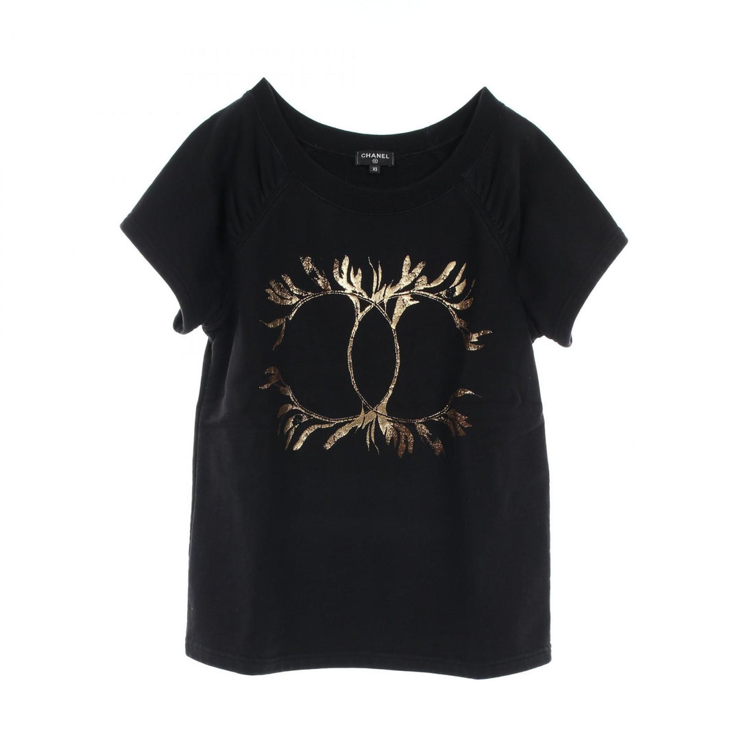 Chanel Black Gold Coco Mark T-shirt Cotton P 57840k 07626 18c