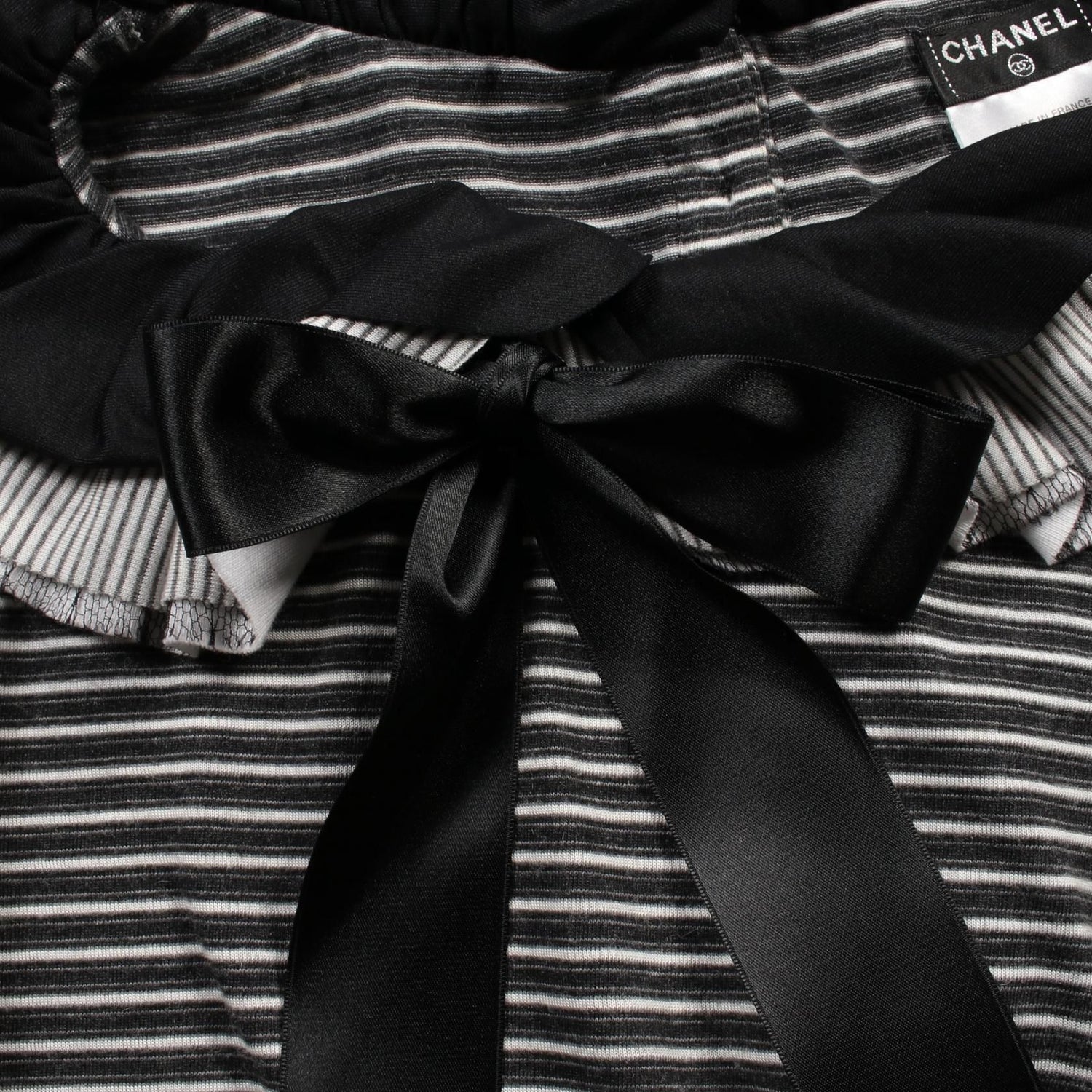 Chanel Black White T-shirt Cotton Nylon P 34294k 00963