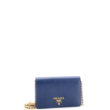 Prada Chain Wallet Crossbody Saffiano Leather