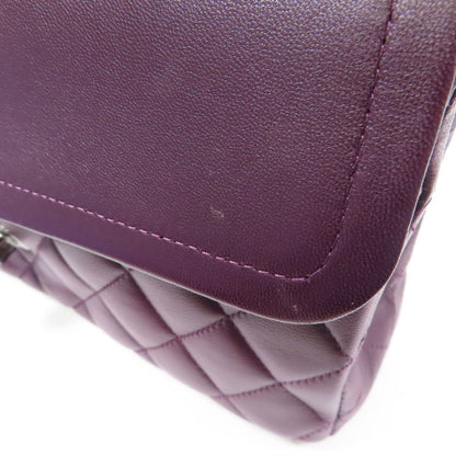 Chanel Purple Sheepskin Leather Classic 25 Silver Shoulder Bag Lambskin (sheep Leather) A 01112
