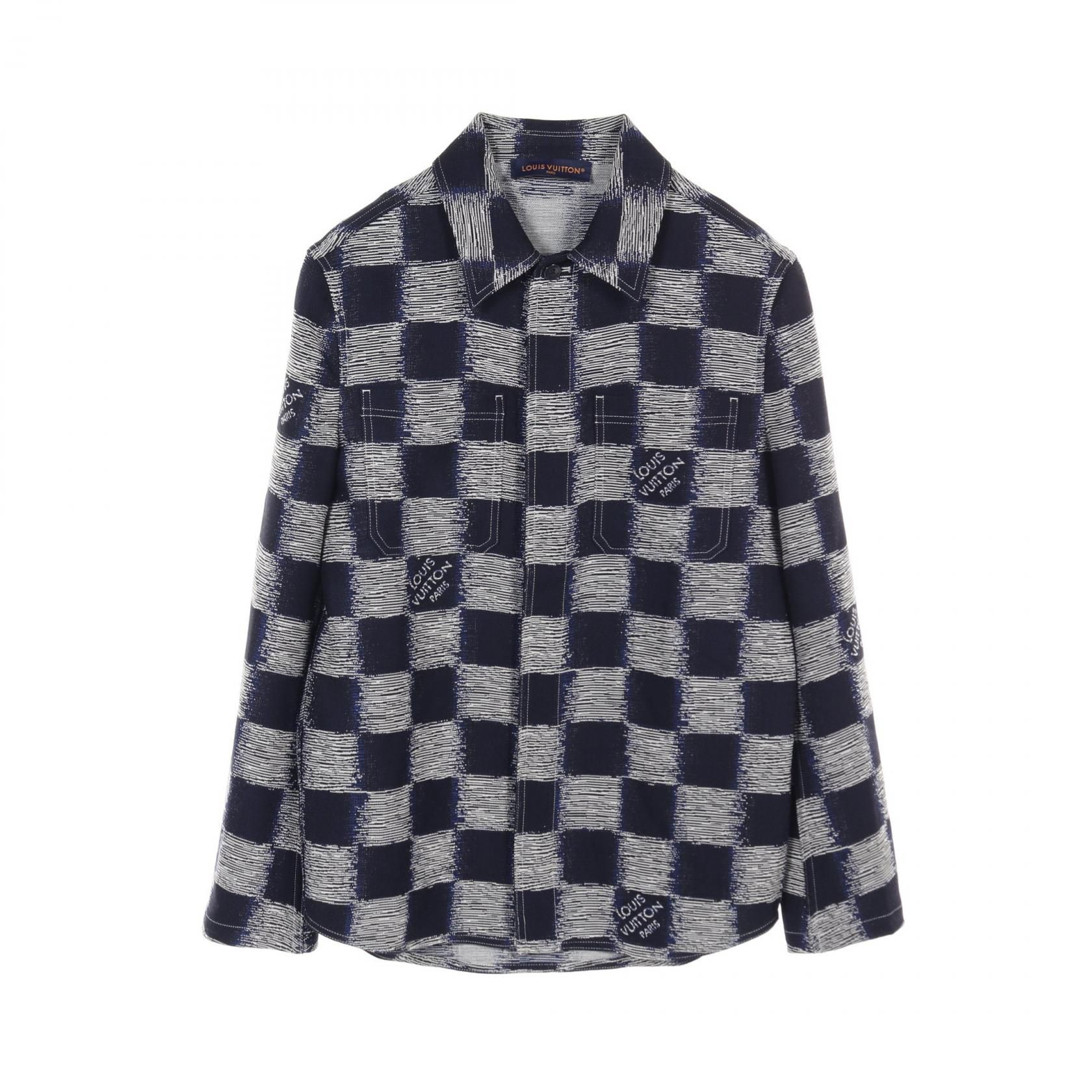 Louis Vuitton Damier Shirt Jacket Navy Gray Other Tops Rm 241m Fvd Hqs 04w