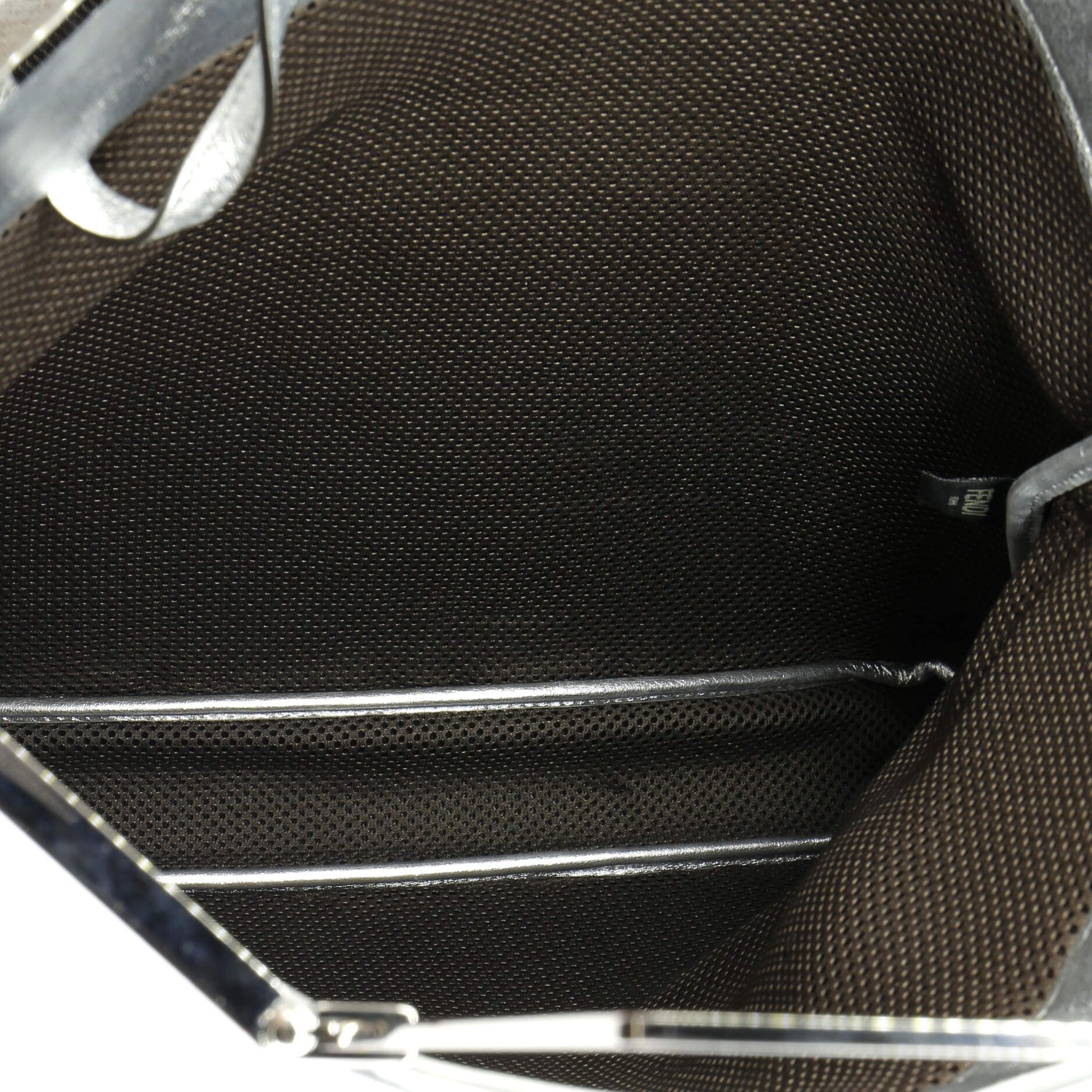 Fendi Ff 1974 Foldover Frame Tote Zucca Embossed Leather Medium