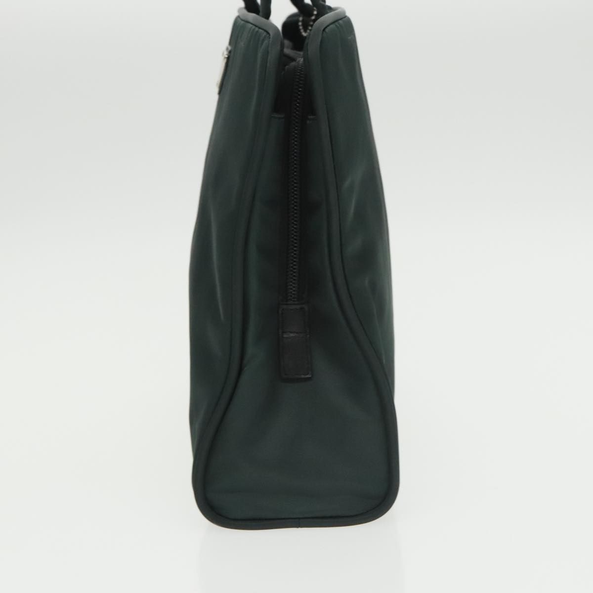 Prada Hand Bag Nylon Green Silver Auth