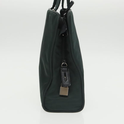 Prada Hand Bag Nylon Green Silver Auth
