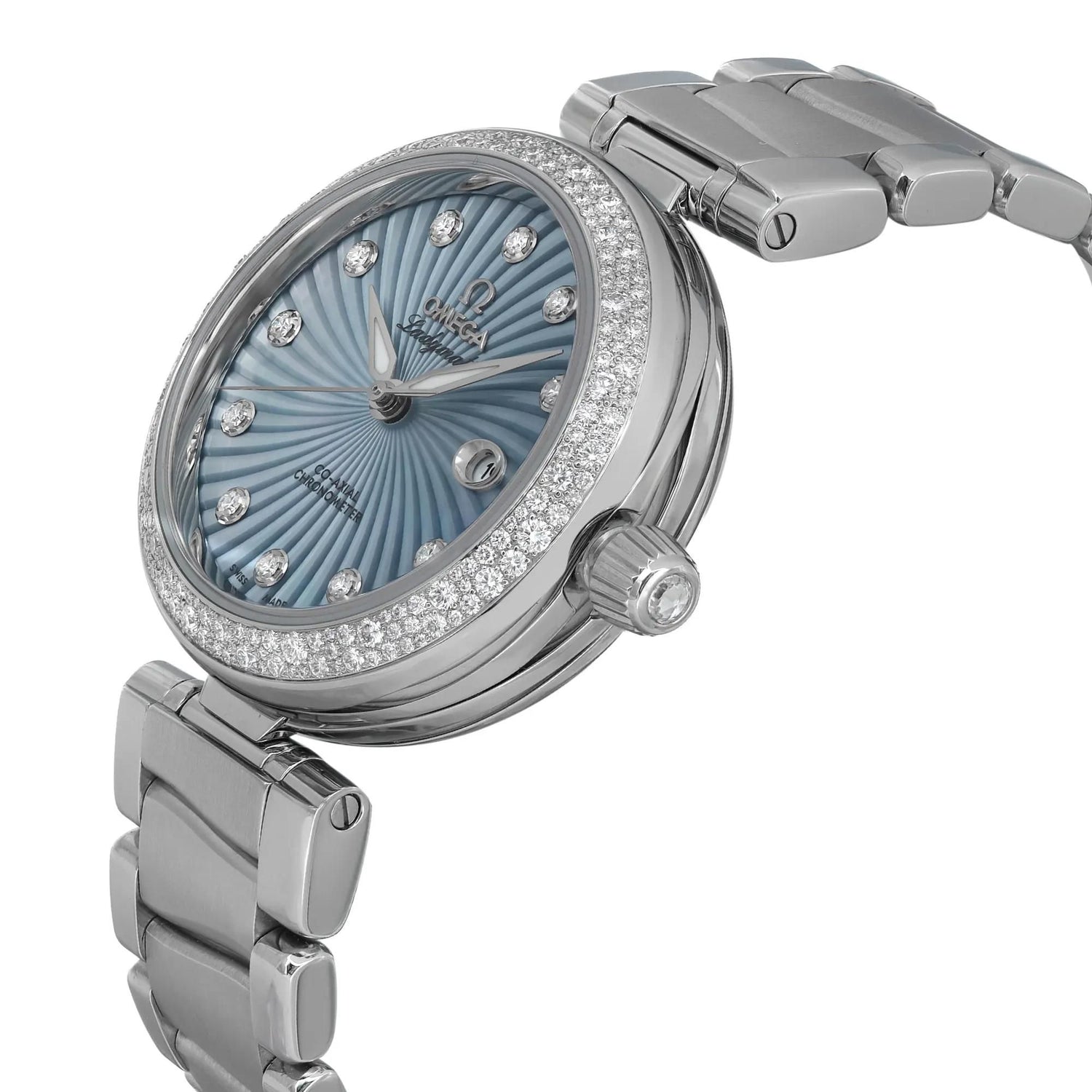 Omega De Ville Ladymatic Blue MOP Diamond Dial Ladies Watch 425.35.34.20.57.002