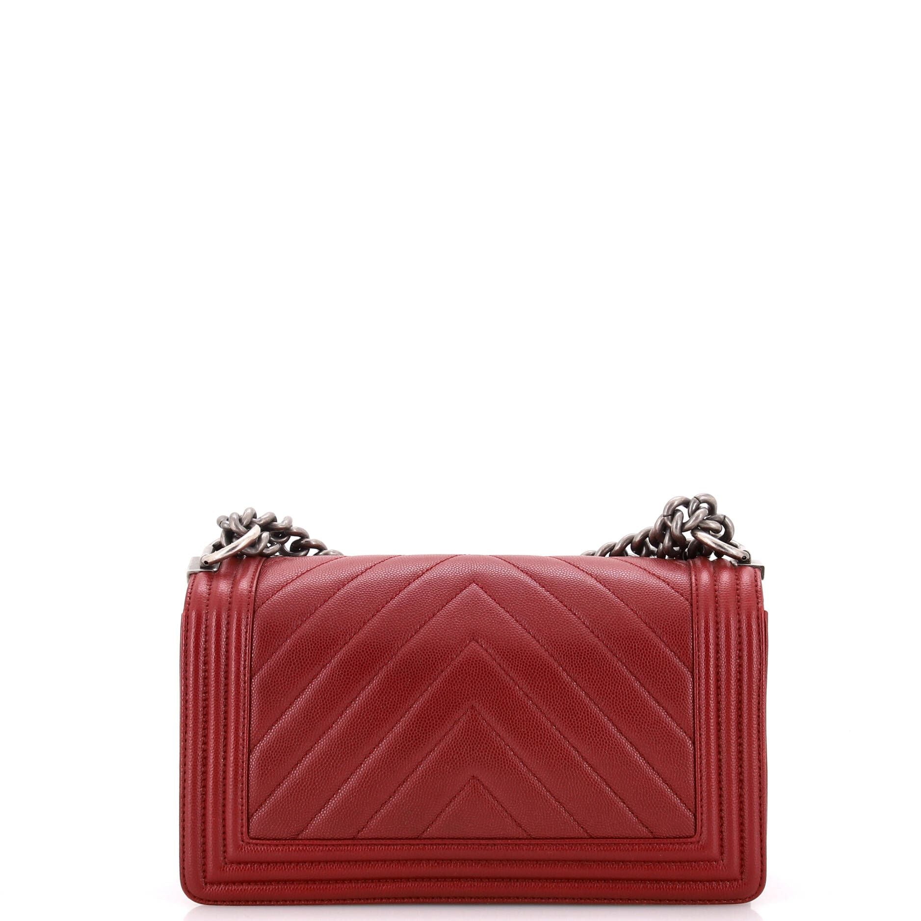 Chanel Boy Flap Bag Chevron Caviar Old Medium