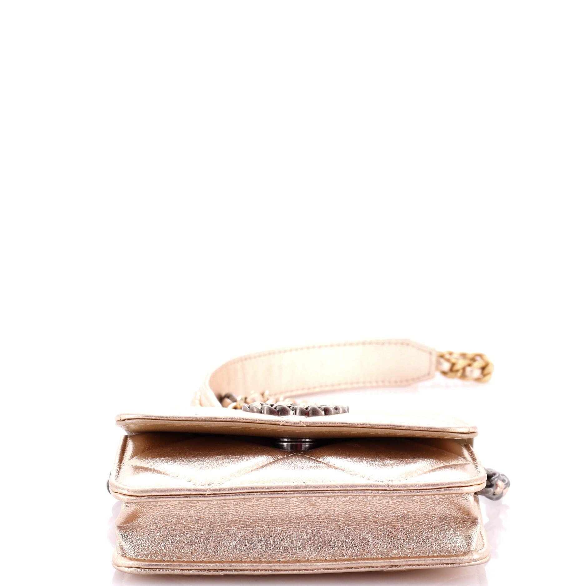 Chanel Gold Flap Coin With Chain Quilted Leather Purse