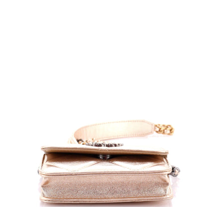 Chanel Gold Flap Coin With Chain Quilted Leather Purse