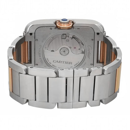 Cartier Tank Anglaise XL 18K Rose Gold Steel Silver Dial Men Watch W5310006