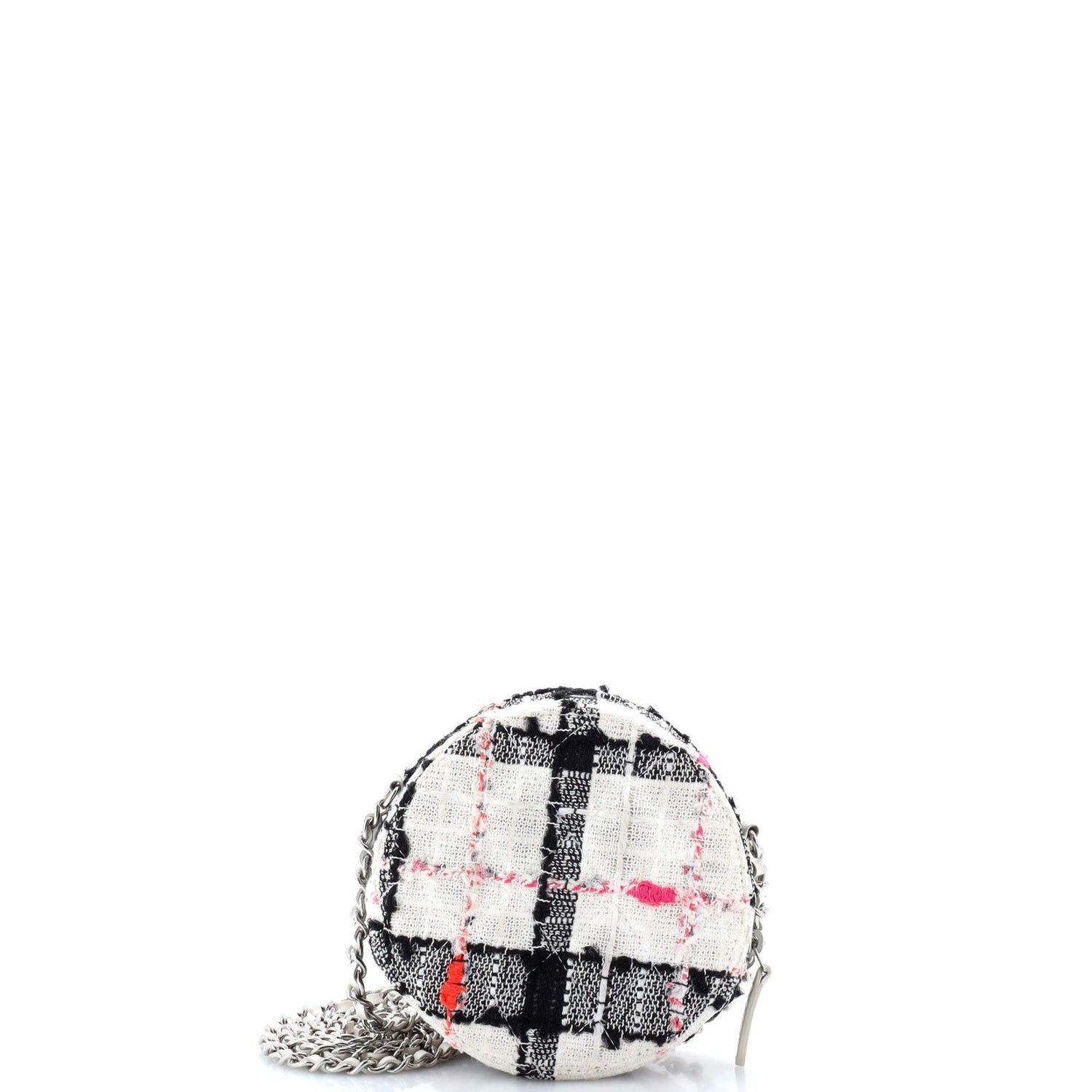 Chanel Round Clutch With Chain Quilted Tweed Mini