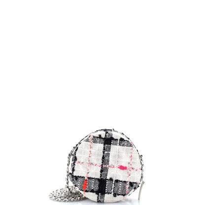 Chanel Round Clutch With Chain Quilted Tweed Mini
