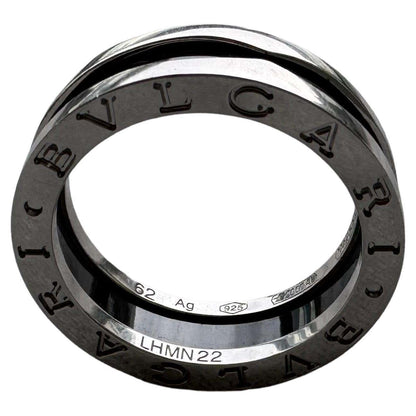Bvlgari Bulgari Save the Children 925 Sterling Silver Black Ceramic Large Ring