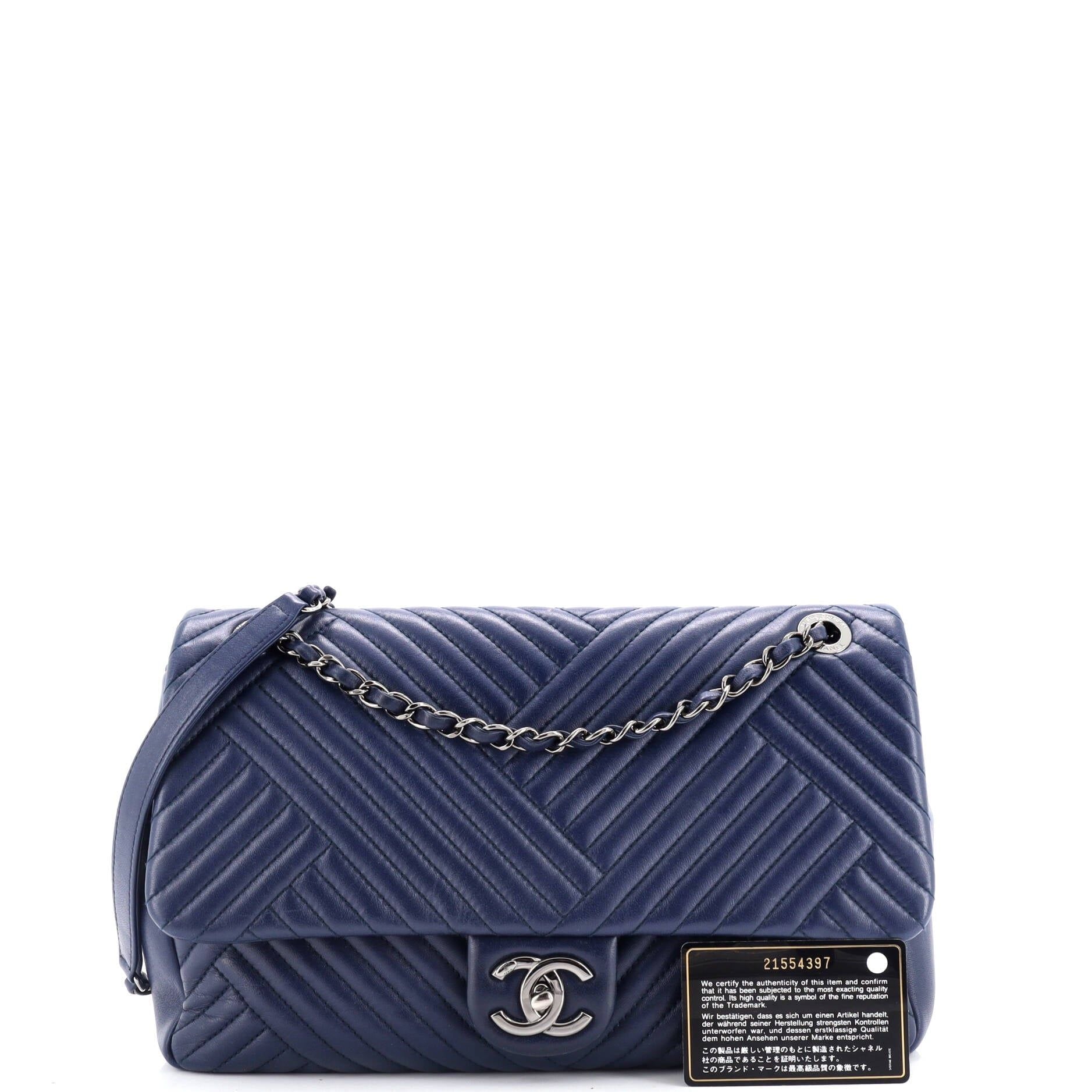 Chanel CC Crossing Flap Bag Chevron Lambskin Large