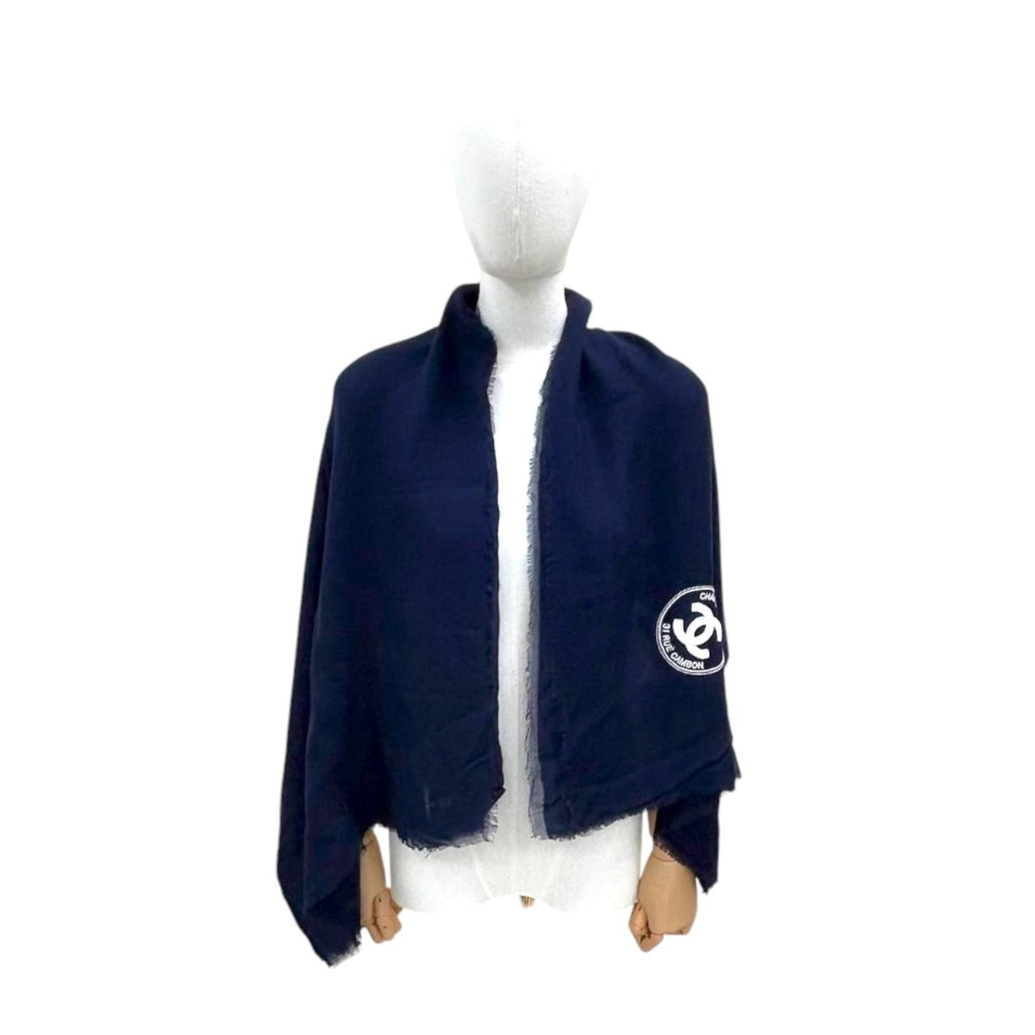 Chanel Wool Cashmere Scarf Blue