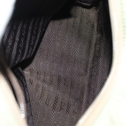 Prada Hand Bag Nylon Beige Silver Auth