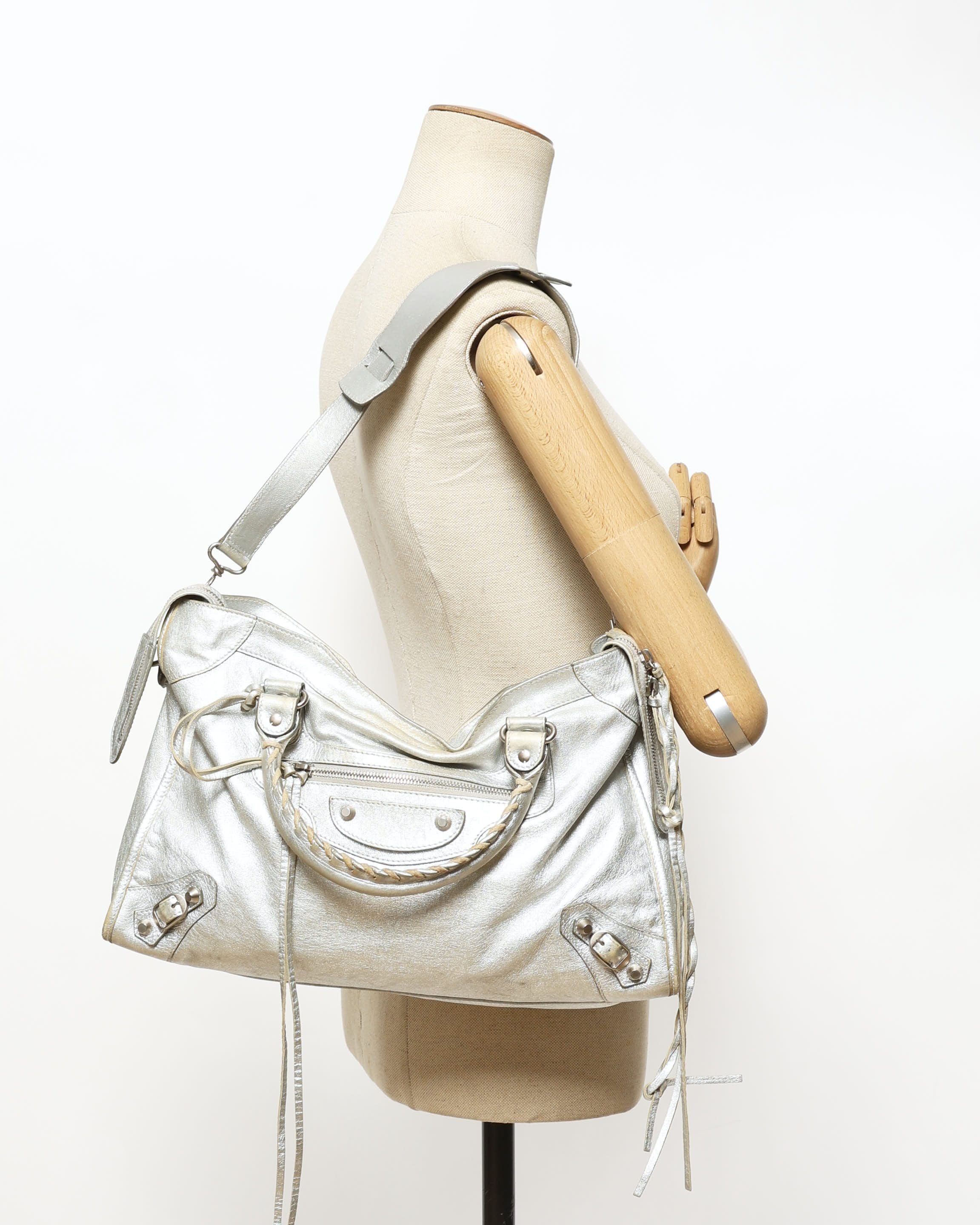 Balenciaga Classic Metallic Motocross City Bag
