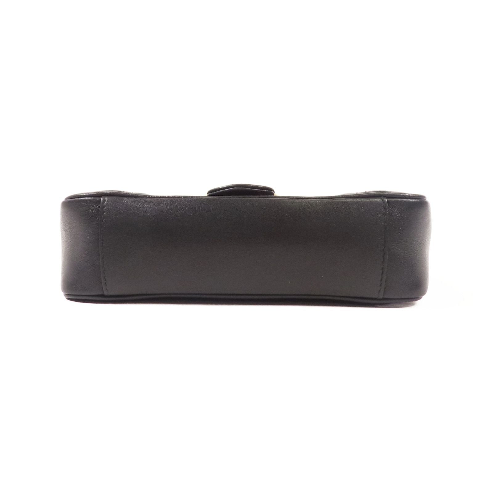 Gucci Cowhide Leather Gg Marmont Mini Golden Cross Shoulder Bag Black Calfskin (cowhide) 446744