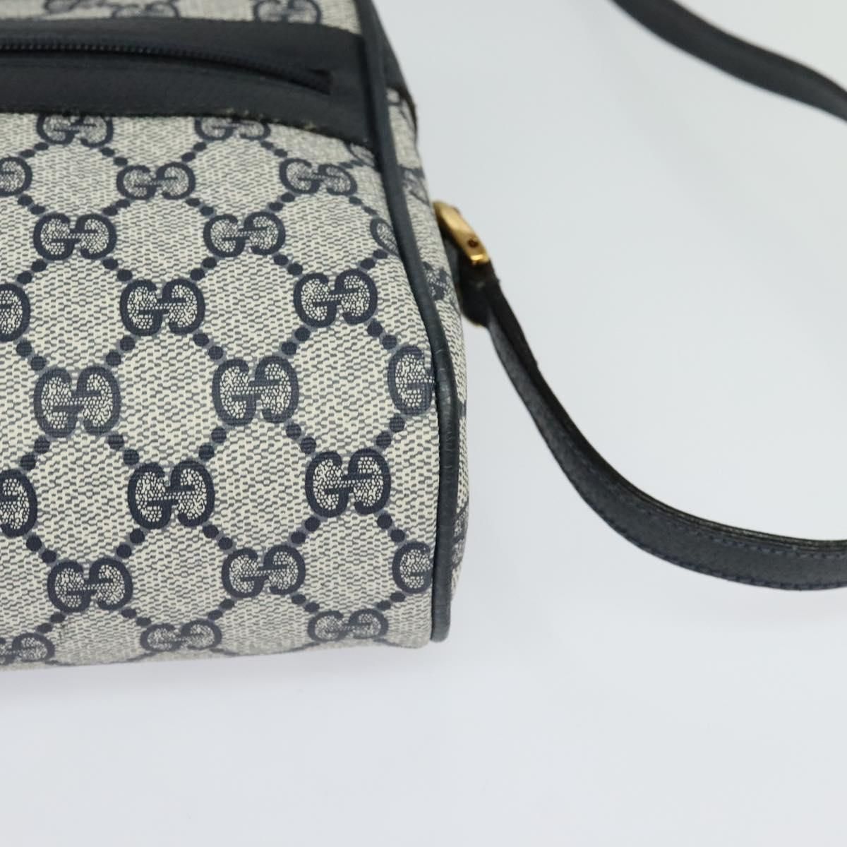 Gucci Gg Supreme Sherry Line Shoulder Bag Pvc Navy Gold 98 02 004 Auth
