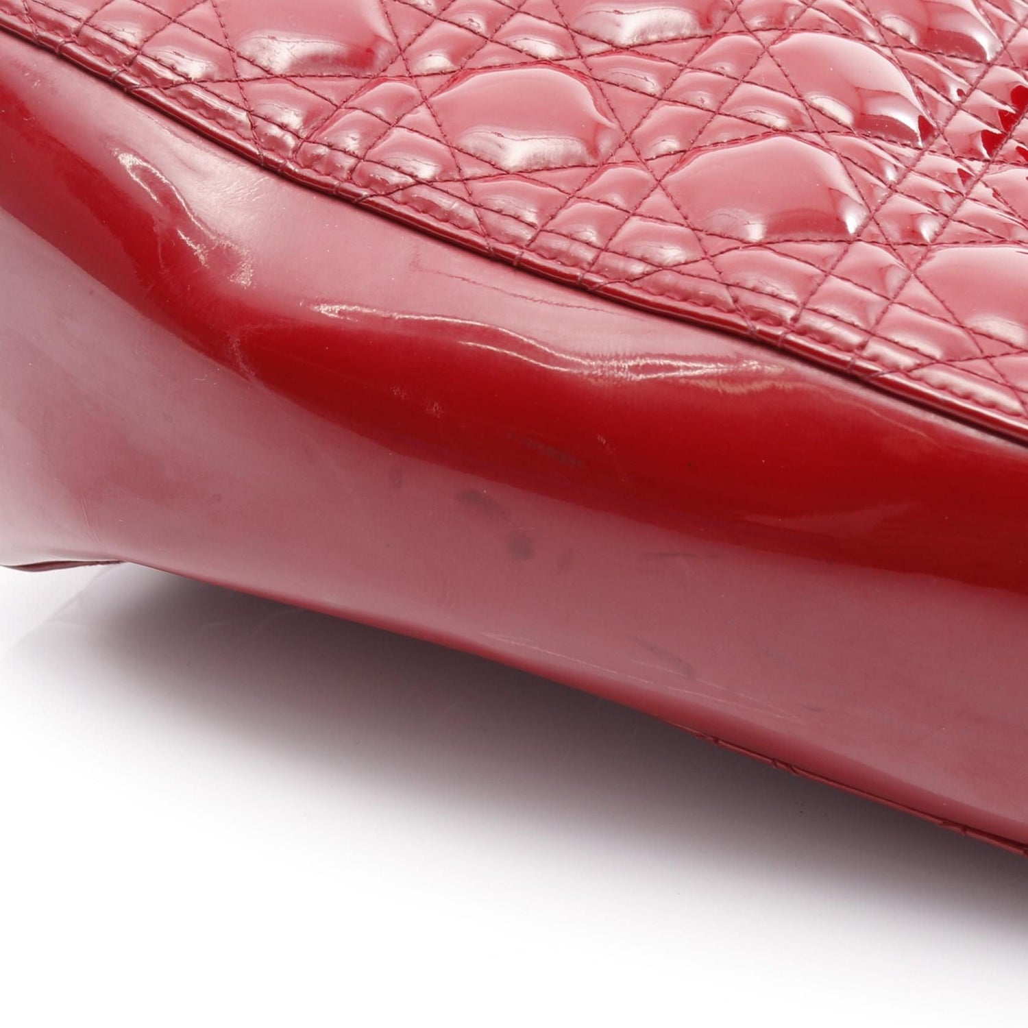 Christian Dior Christian Dior Large Cannage Handbag Red Patent Leather