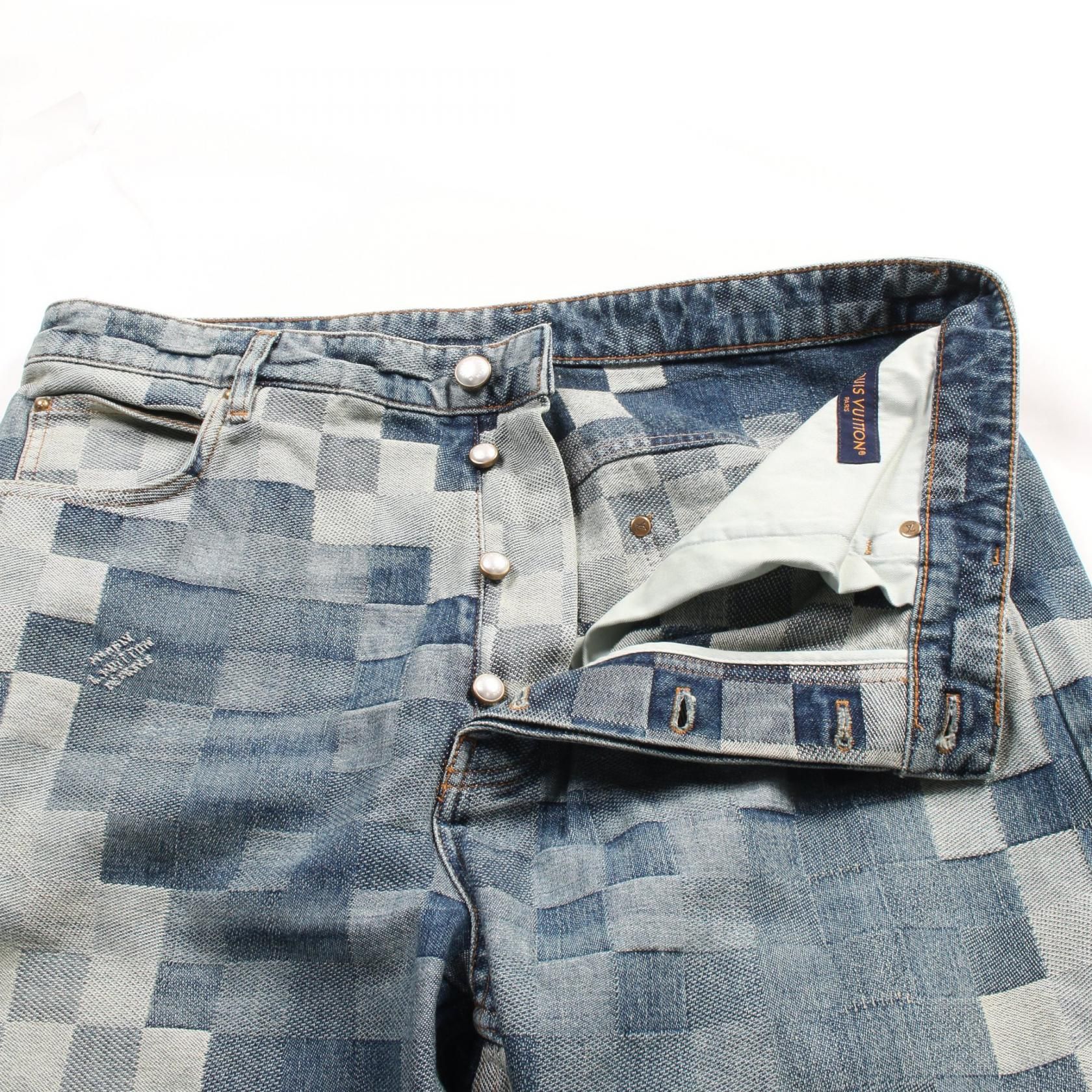 Louis Vuitton Damier Skate Blue Denim Pants Rm 241 Gco Hqd 87w
