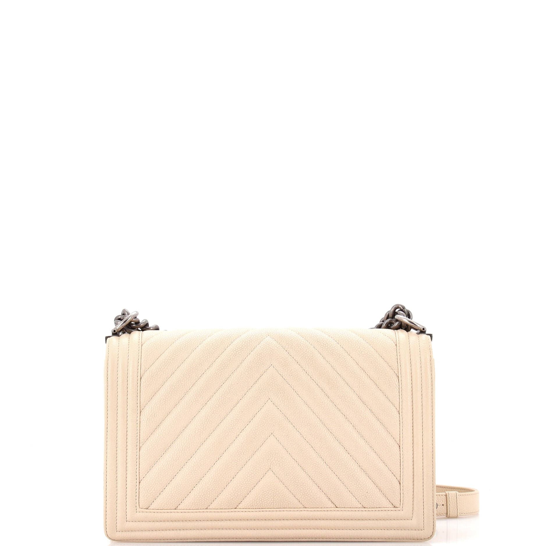 Chanel Boy Flap Bag Chevron Caviar New Medium