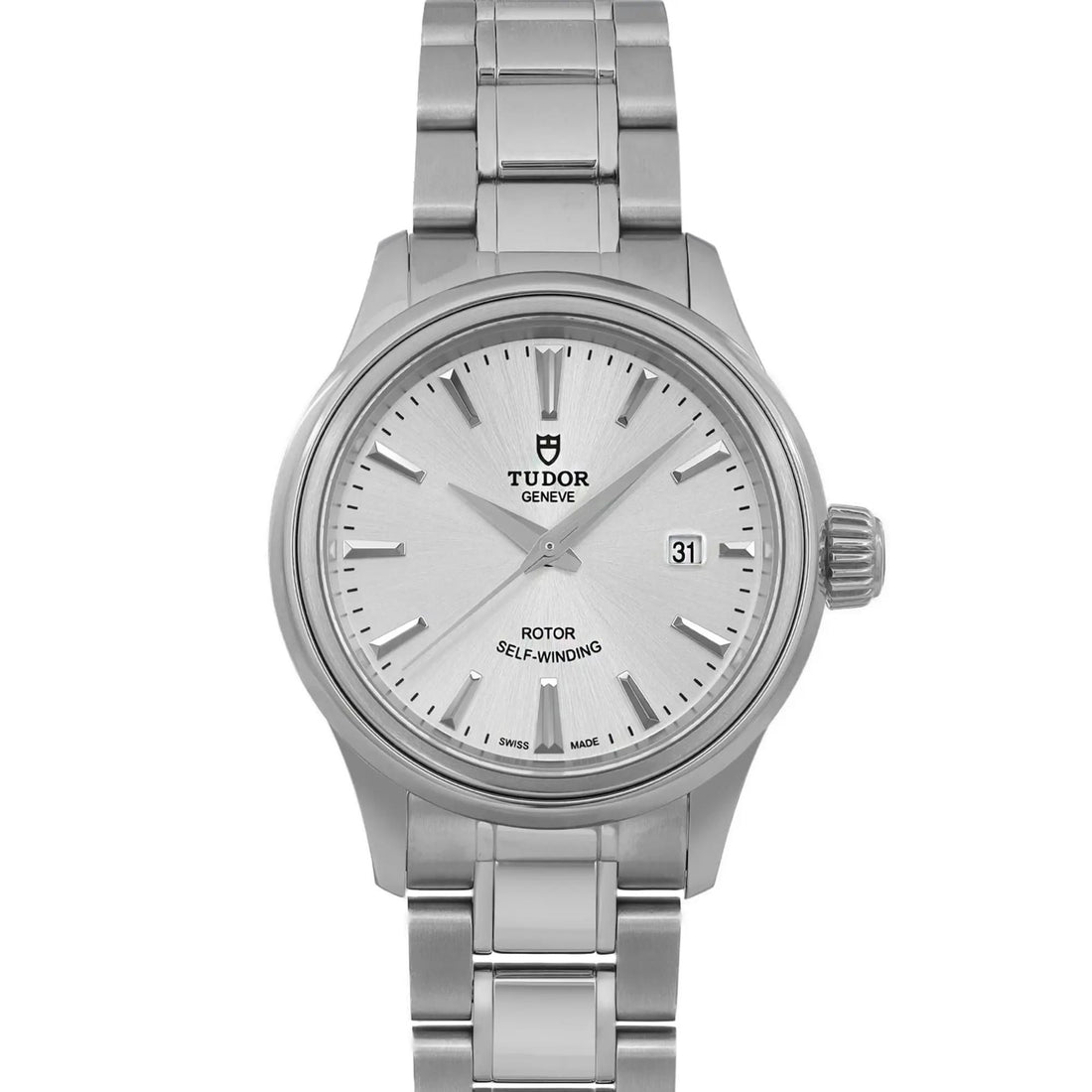 Tudor Style 28mm Stainless Steel Silver Stick Dial Ladies Automatic Watch 12100