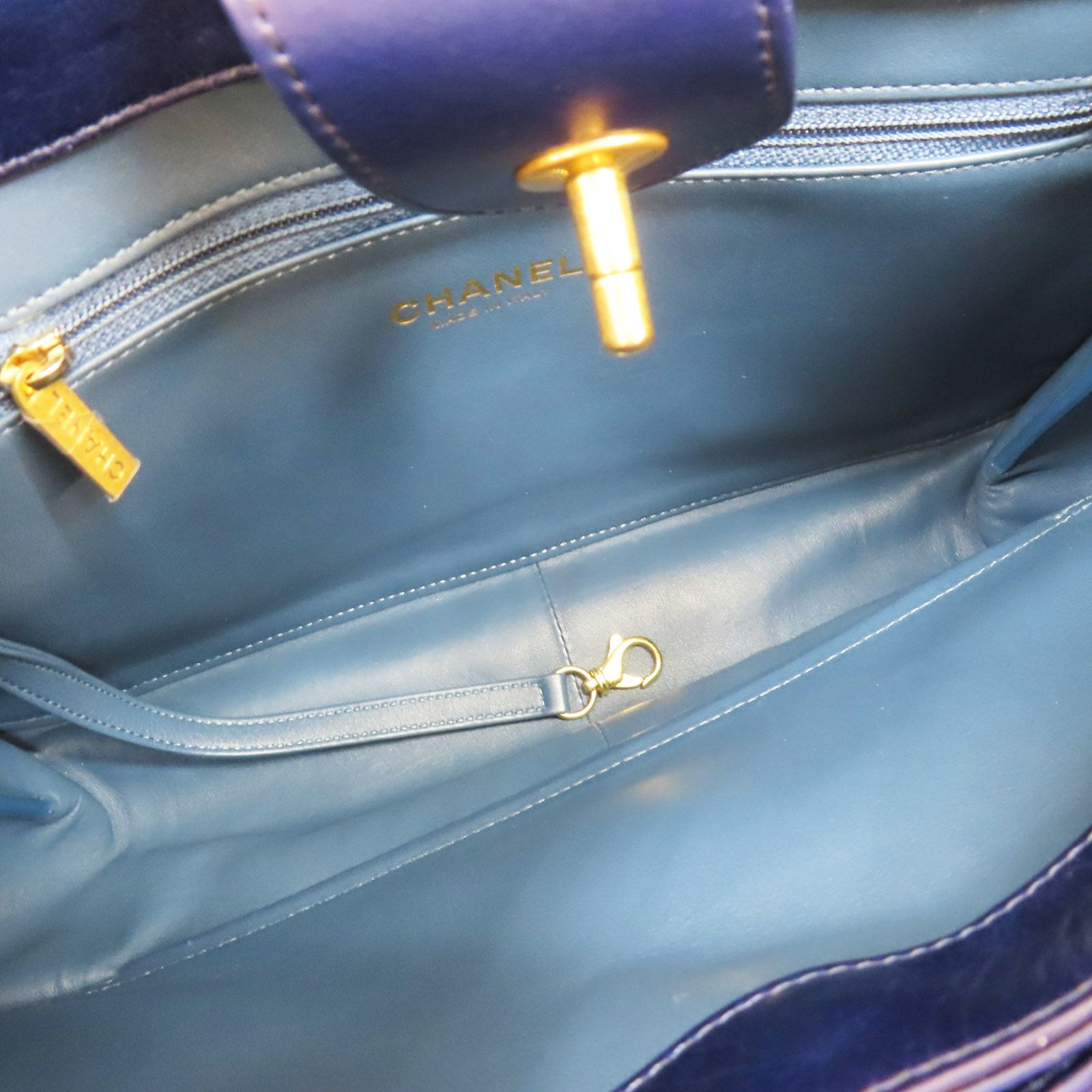 Chanel Matelasse Coco Mark Shoulder Handbag Calfskin Blue Gold Metal