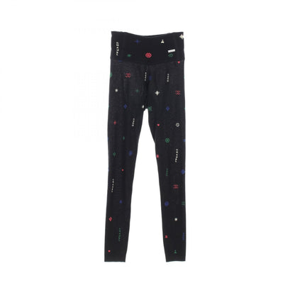 Chanel Black Coco Mark Camellia Leggings Pants Cashmere Silk 21n P 70775k 10260