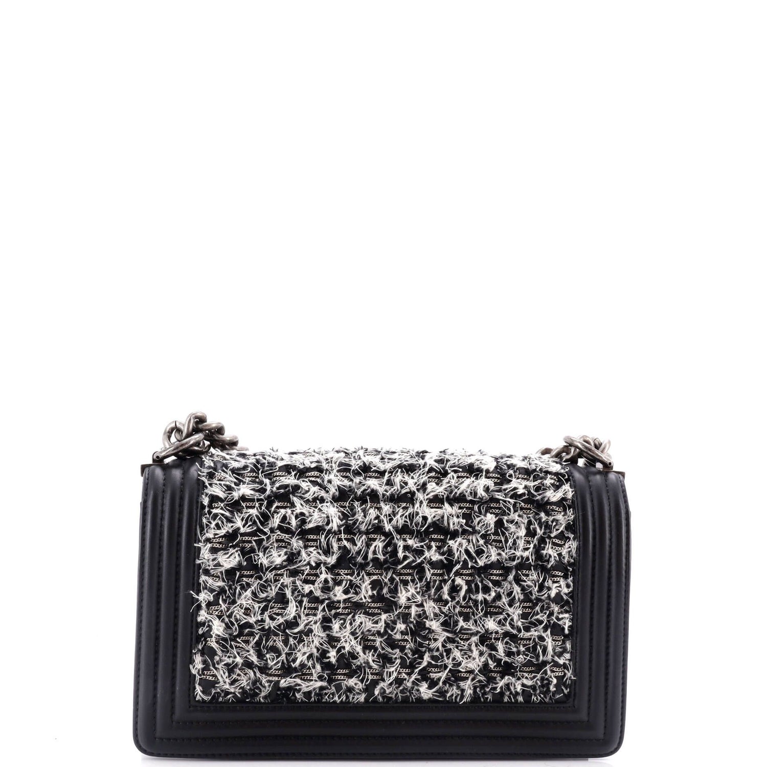 Chanel Boy Flap Bag Braided Tweed Old Medium