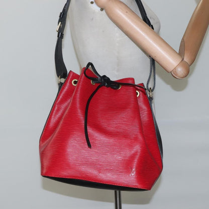 Louis Vuitton Epi Petit Noe Shoulder Bag Bicolor Black Red M 44017 Lv Auth
