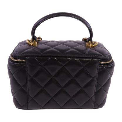 Chanel Black Sheepskin Leather Vanity Case Hand-handed Shoulder Bag 2way Shoulder Bag Lambskin (sheep Leather)