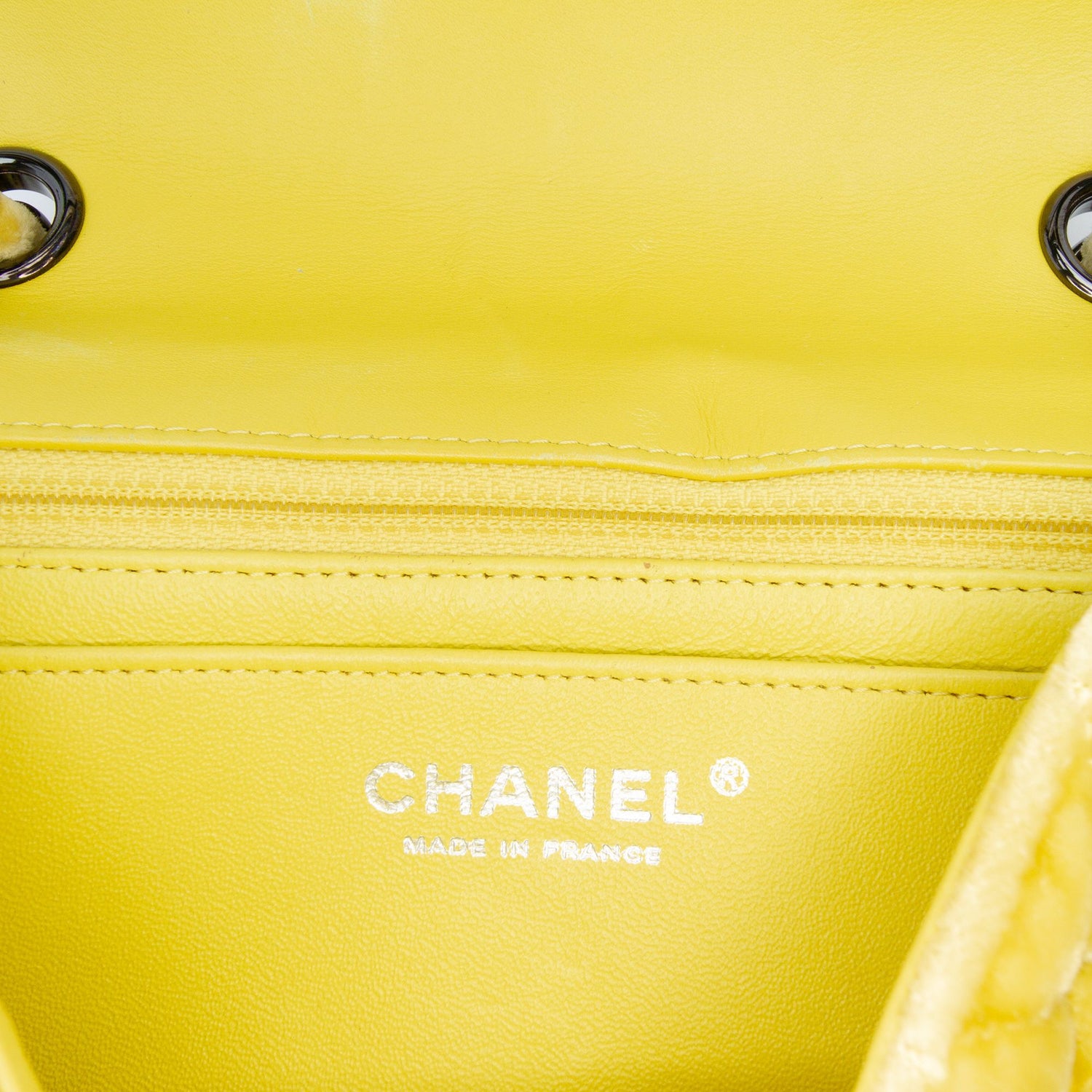 Chanel Mini Rectangular Classic Velvet Single Flap Yellow