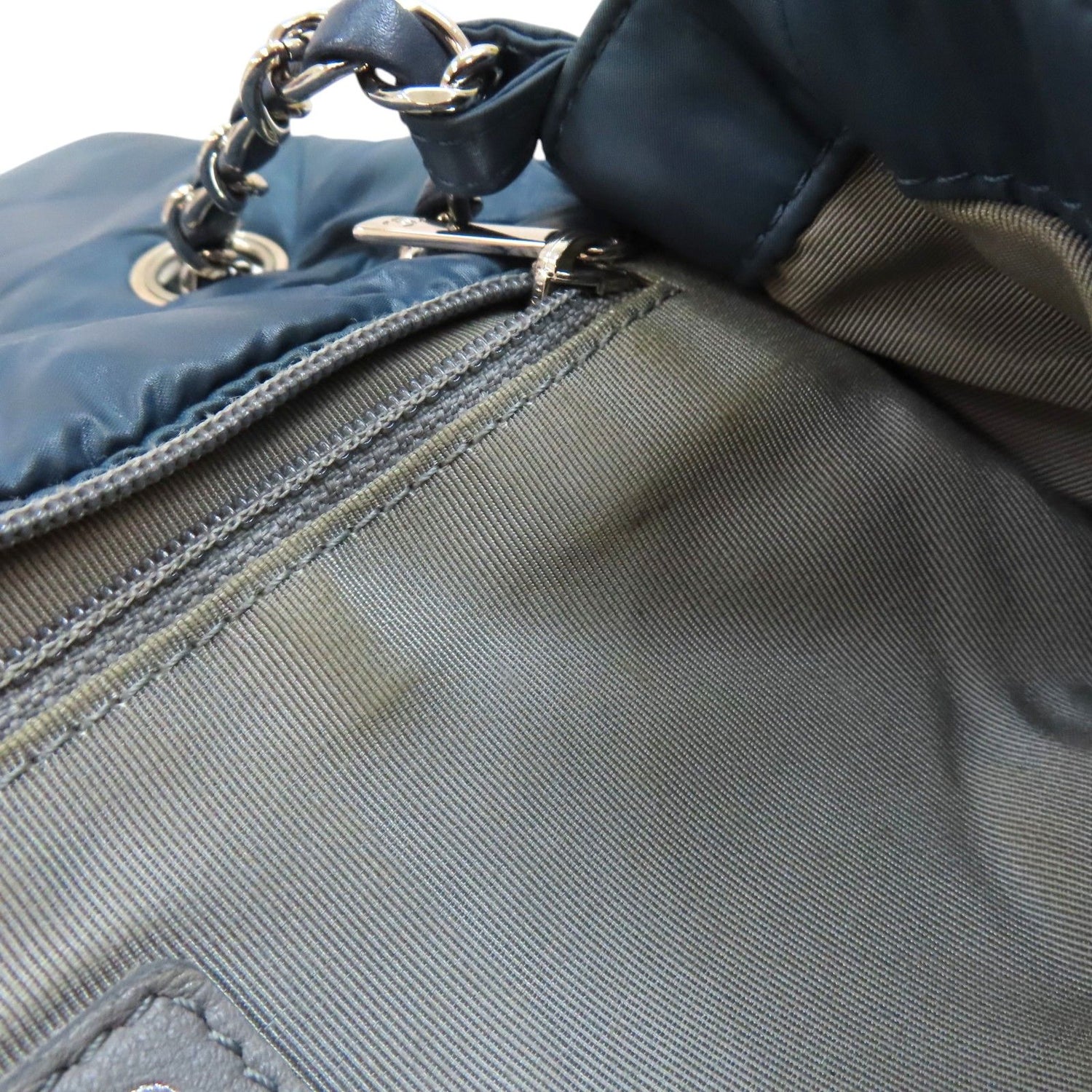 Chanel Matelasse Coco Mark Shoulder Bag Nylon Blue (discoloration)