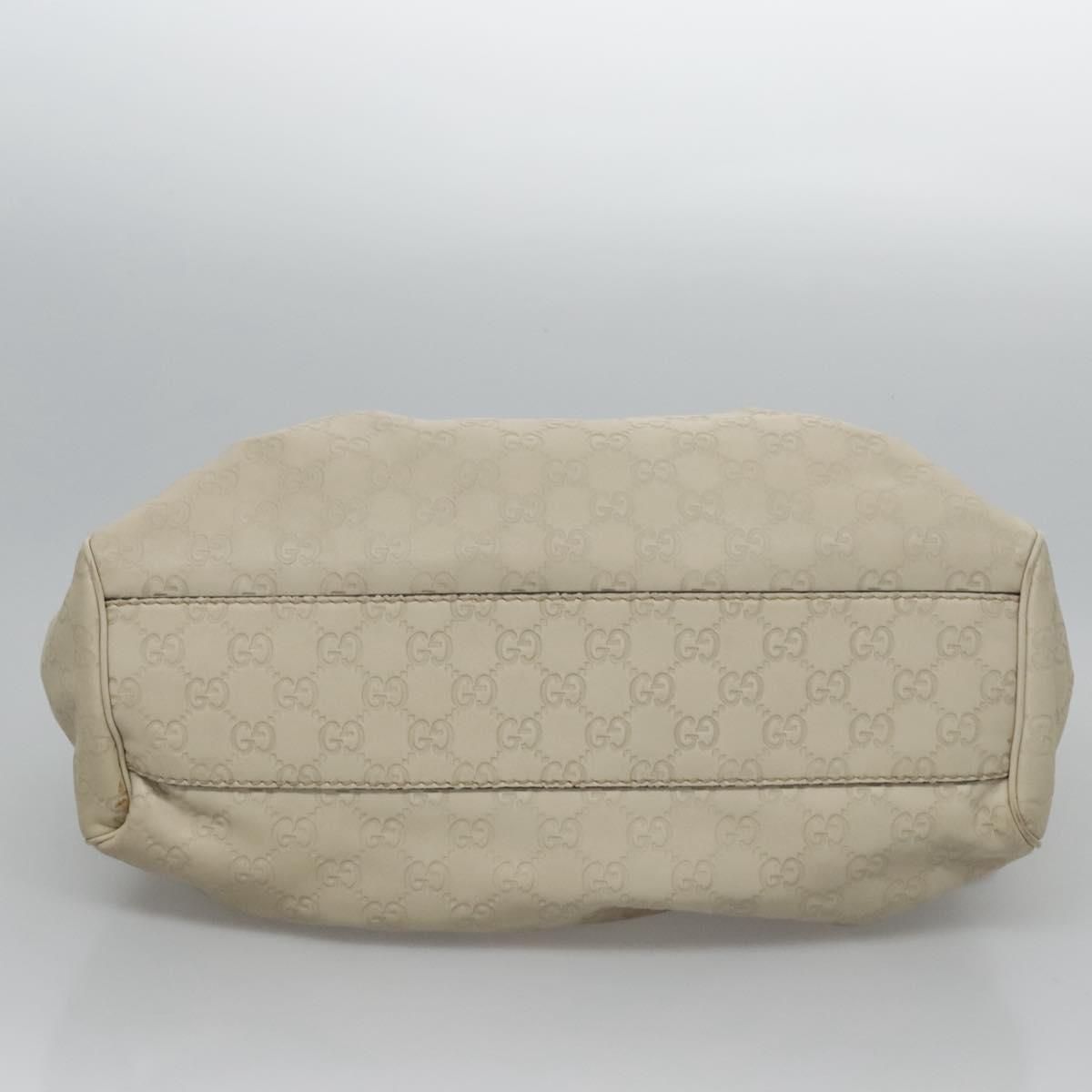 Gucci Gg Canvas Guccissima Hand Bag Leather White Gold 211944 Auth
