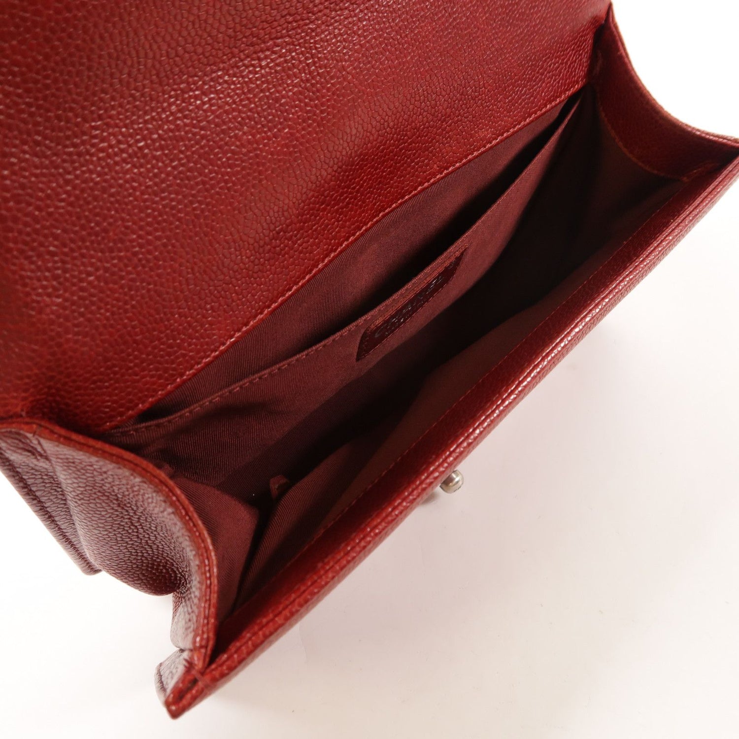 Chanel Red Cowhide Leather Boy 25 Silver Cross Shoulder Back Bag Calfskin (cowhide)