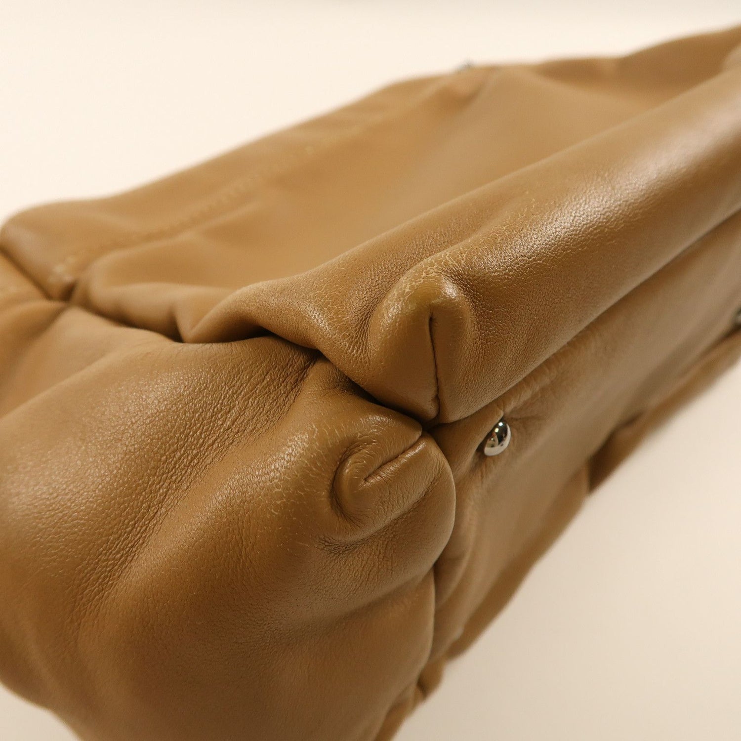 Chanel Brown Beige Lacquered Leather Bag Lambskin