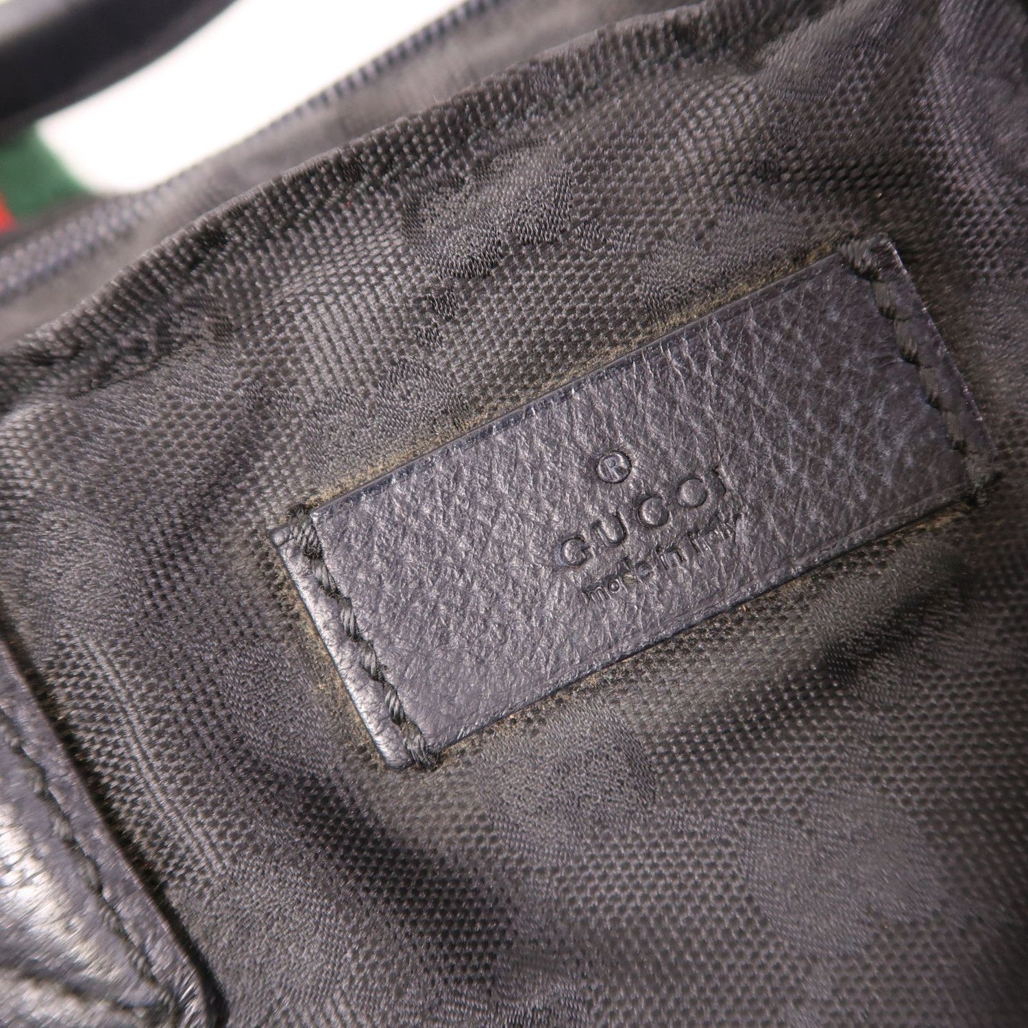 Gucci GG Monogram Web Handle Bucket Tote Black