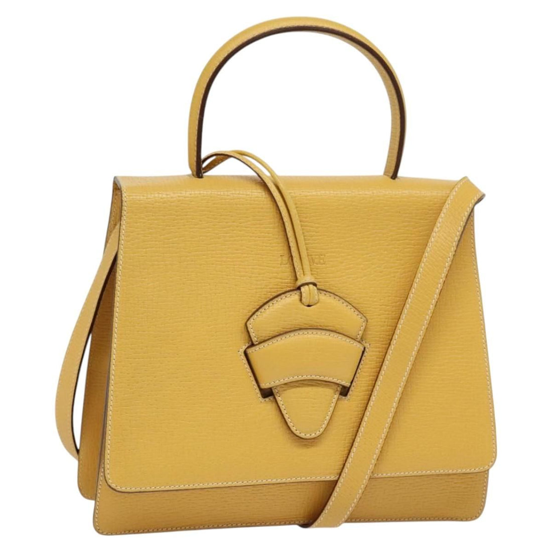 Loewe Barcelona Hand Bag Leather 2way Yellow Auth