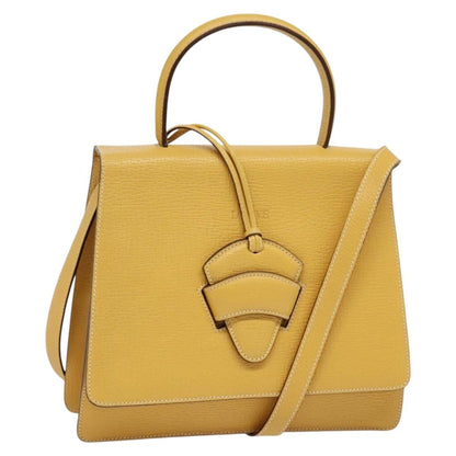 Loewe Barcelona Hand Bag Leather 2way Yellow Auth