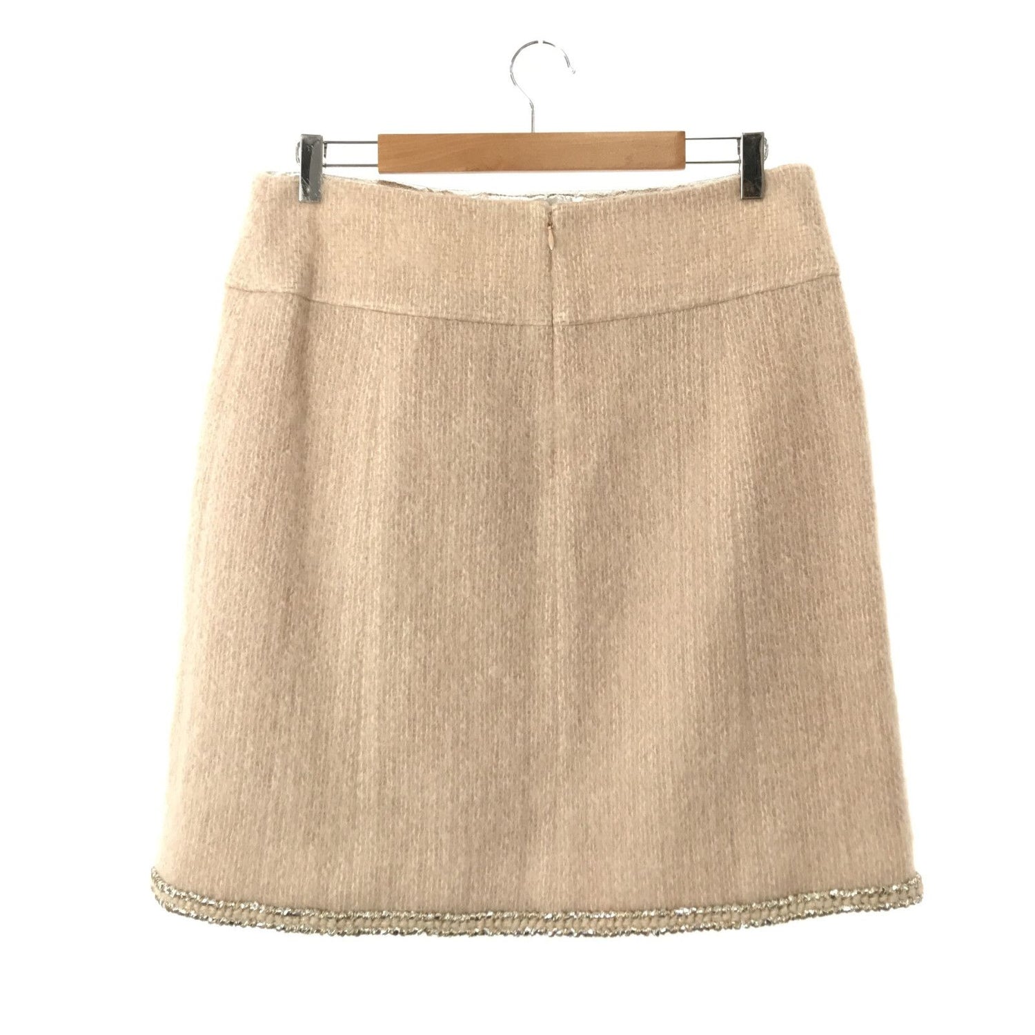 Chanel Skirt Mini P 57509v 43509 Mohair Wool Beige 46