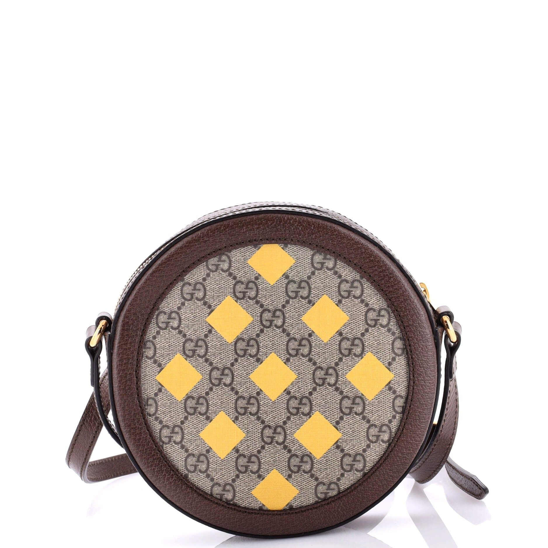 Gucci Ophidia Round Shoulder Bag Printed Gg Coated Canvas Mini