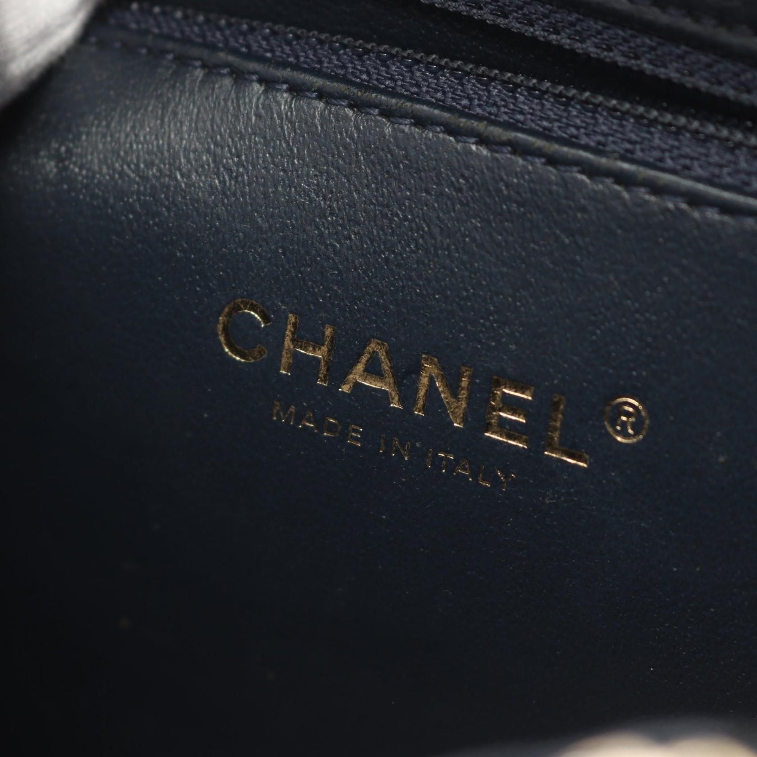 Chanel Navy Cc Filigree Matelasse Shoulder Bag Leather Grained Calfskin