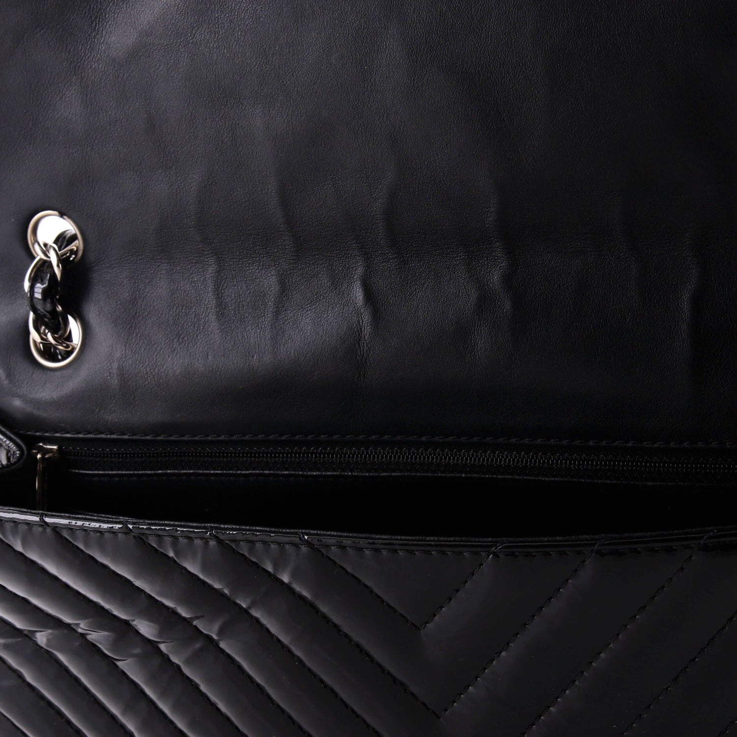 Chanel Classic Single Flap Bag Chevron Patent Maxi