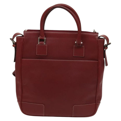 Loewe Anagram Hand Bag Leather 2way Red Silver Auth