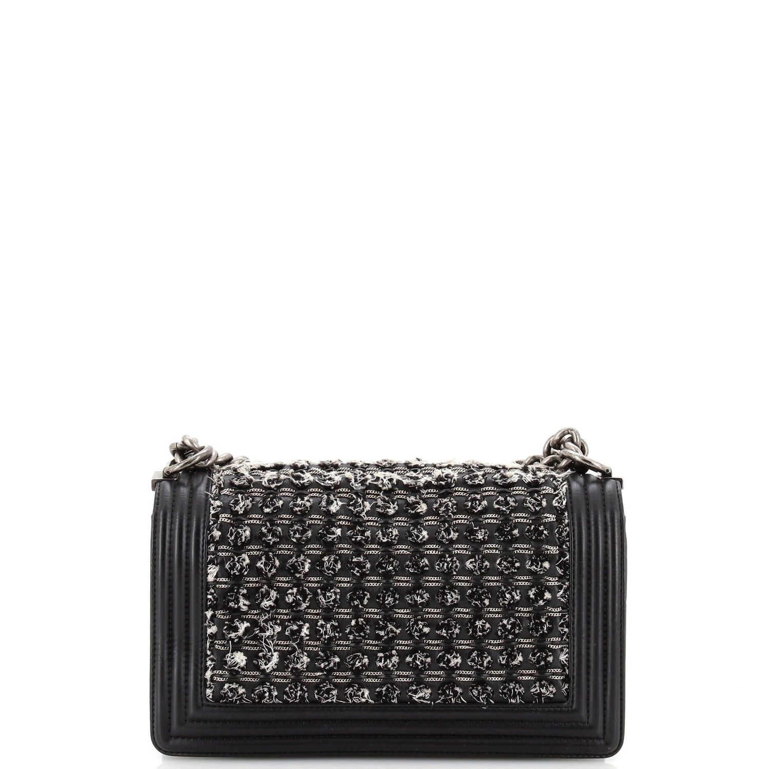 Chanel Boy Flap Bag Braided Tweed Old Medium