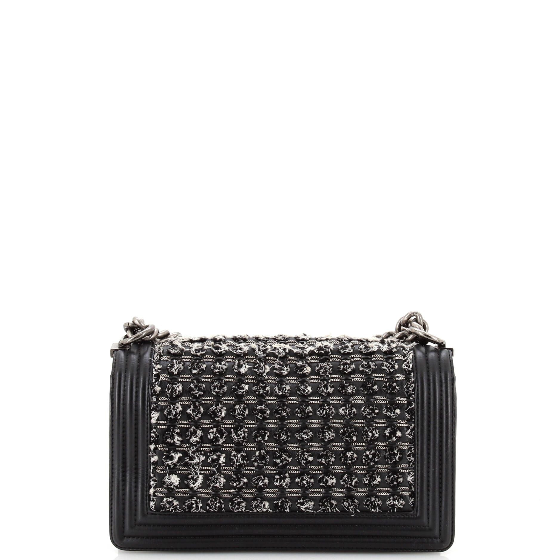 Chanel Boy Flap Bag Braided Tweed Old Medium