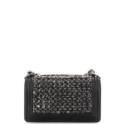 Chanel Boy Flap Bag Braided Tweed Old Medium