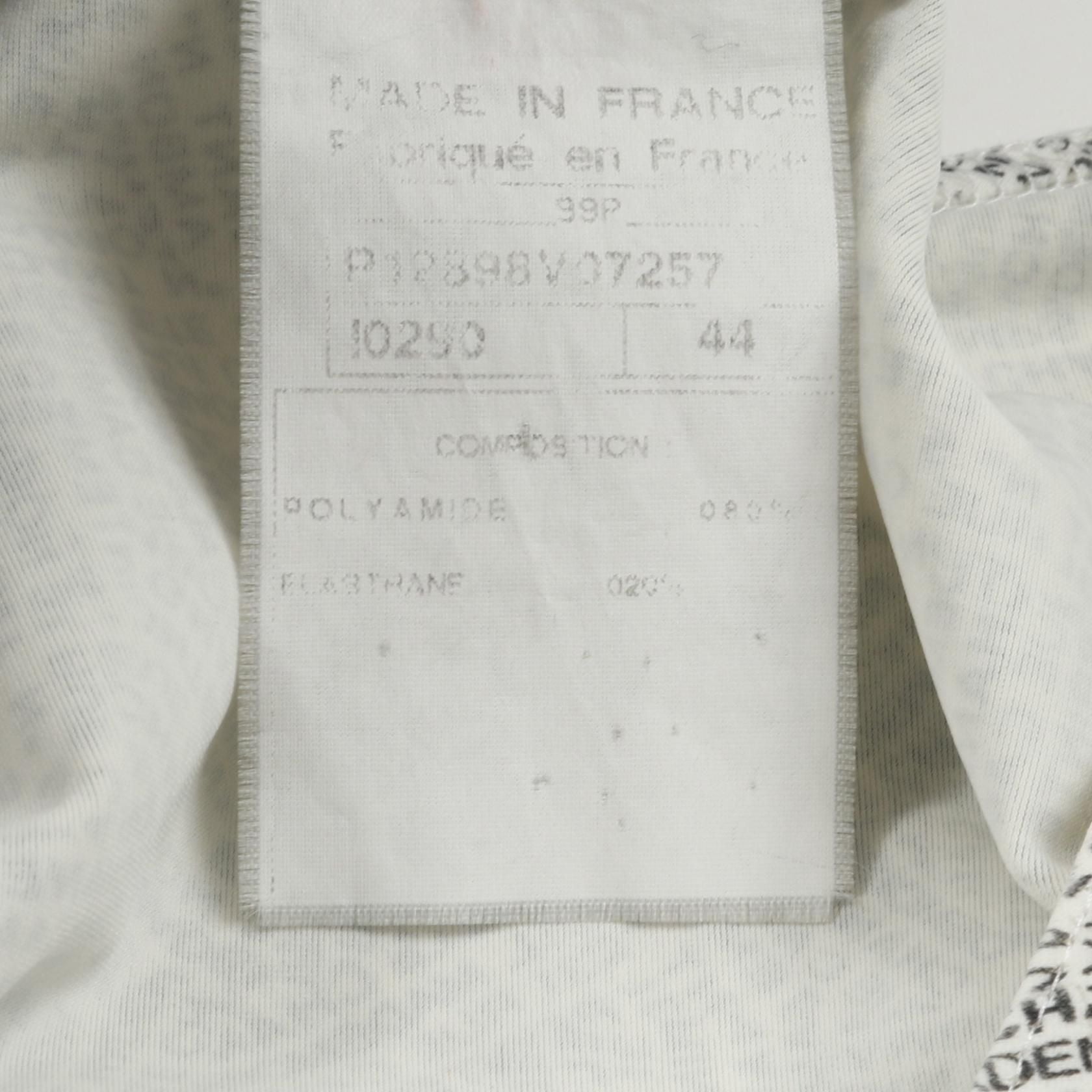 Chanel White Black All-over Logo Print Side Zip Tank Top Other Nylon P 12898v 07257