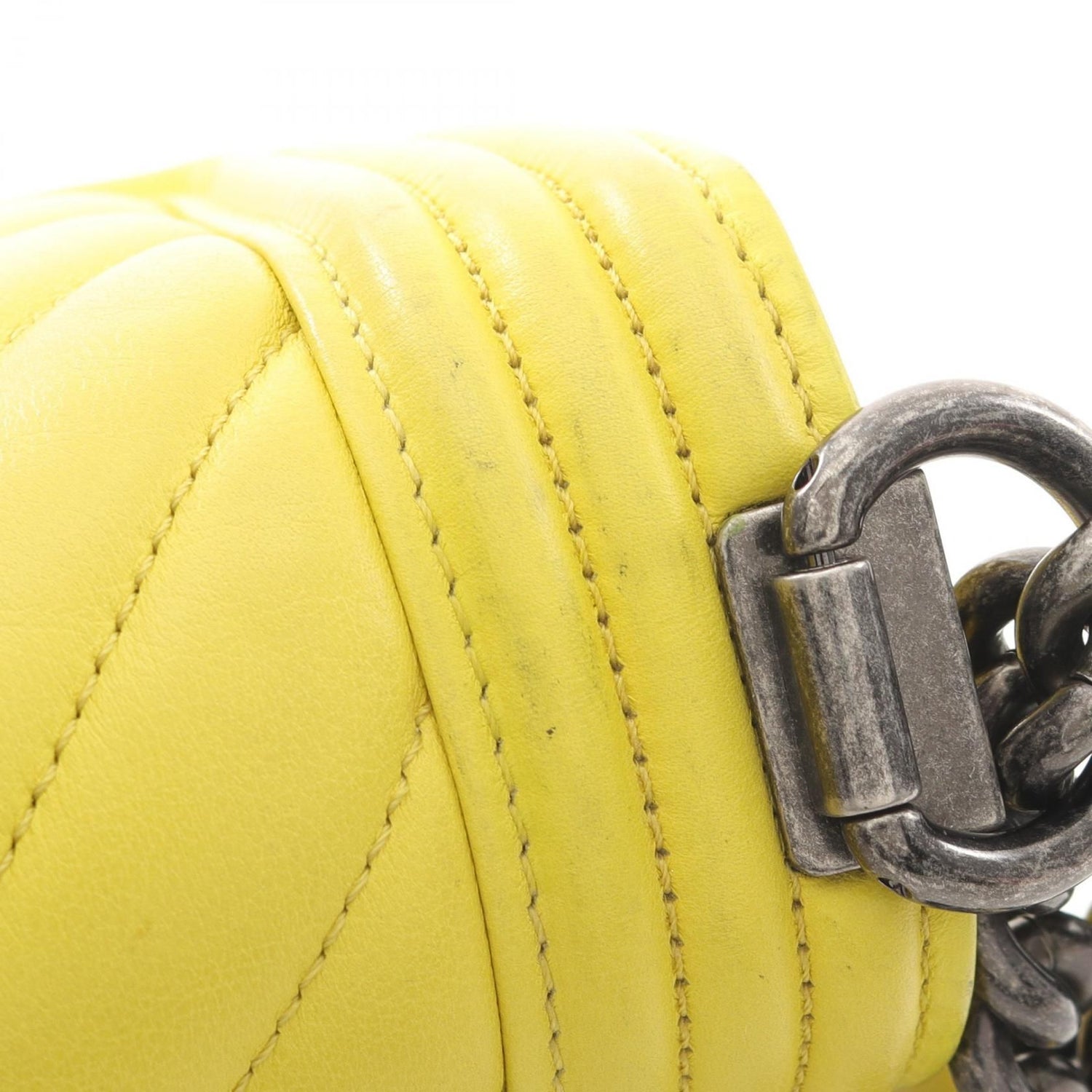 Chanel Yellow Boy Small Chevron V Stitch Shoulder Bag Lambskin (sheep Leather) A 67085